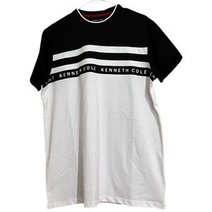 Kenneth Cole New York’s Men’s White & Black Striped Casual Shirt Sz-M
